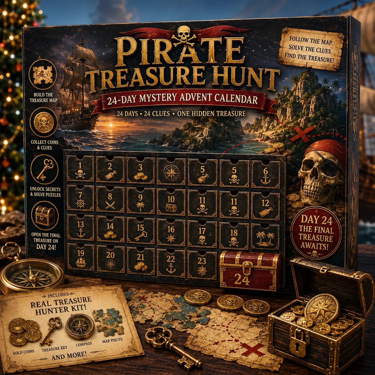 🎄24-Day Mystery Adventure Advent Calendar | Interactive Christmas Puzzle Game with 6 Story Themes, Hidden Clues & Hands-On Challenges 🧩