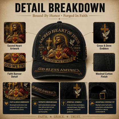 ✝️Sacred Heart Of Jesus Faith Cap🎁 Free Double-Sided Honor Coin With Every Cap Purchase