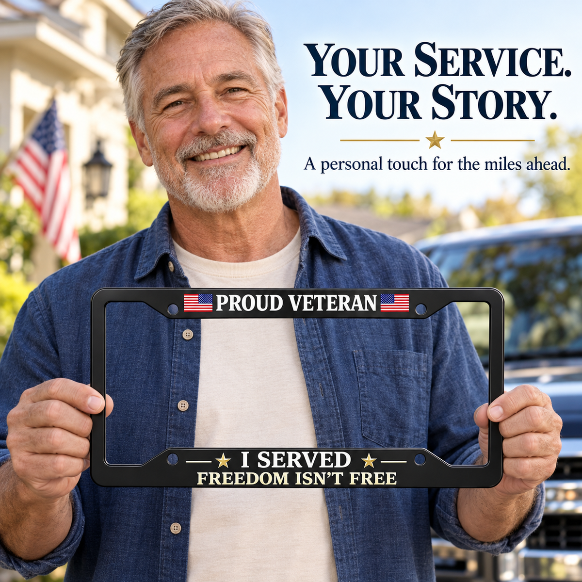 Veteran Metal License Plate Frame | Built for Those Who Served — And Those Who Never Forgot.