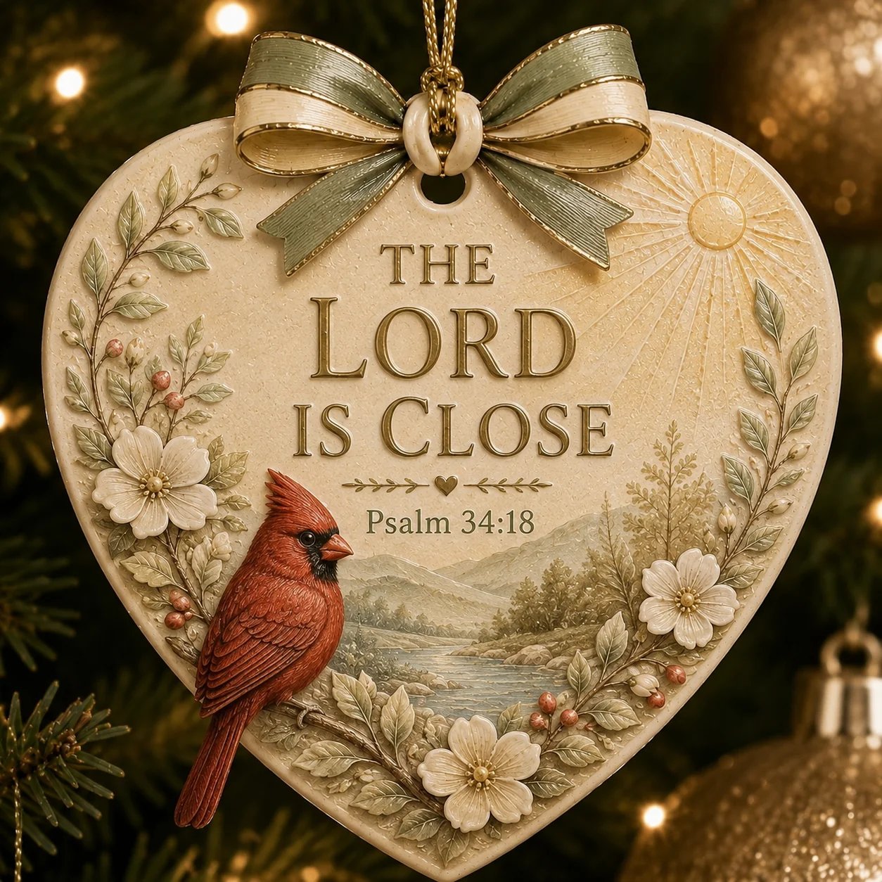 (🎁Last Day 49% OFF)✝️🎄Christian Scripture Christmas Ornament – Faith-Filled Ceramic Heart Keepsake