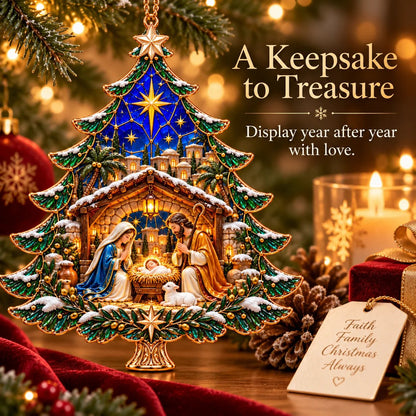 🎄✝️2026 Nativity Christmas Tree Ornament – ✨Stained Glass Holy Family Keepsake, Meaningful Faith Gift & Holiday Décor