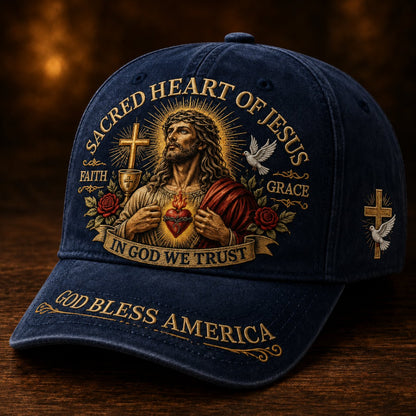 ✝️Sacred Heart Of Jesus Faith Cap🎁 Free Double-Sided Honor Coin With Every Cap Purchase