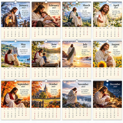 ✝️ 2027 Seasons of Faith Wall Calendar | 12 Months of Christian-Inspired Artwork, Peaceful Countryside Scenes & Shepherd Imagery for Home, Prayer Spaces & Meaningful Gifts 🌿