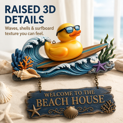 Surfin' Duck 3D Welcome Sign | Funny Beach House & Pool Decor 🏄‍♂️🦆