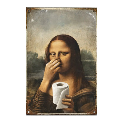 🚽 Mona Lisa Bathroom Metal Sign