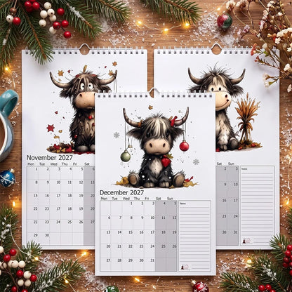 2027 Cute Highland Cow Wall Calendar 🐮 | Life Is Better With A Highland Cow ✨