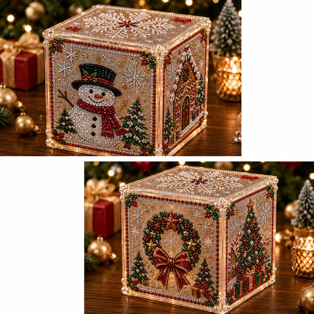 ✨ Sparkle Your Holidays! DIY Diamond Art Festive Cube Box (Decor & Storage in One!) 🎁