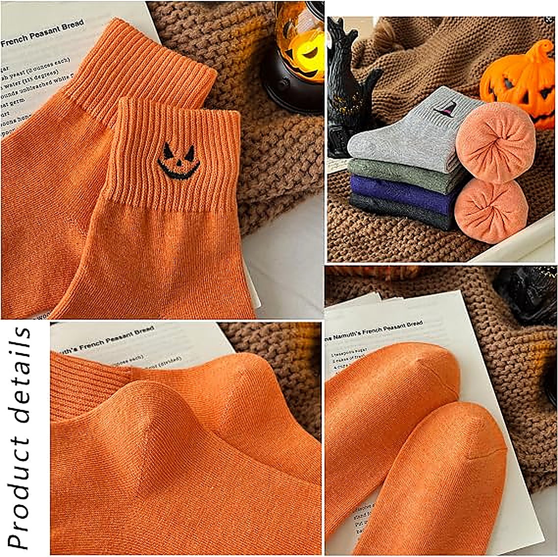 Halloween Embroidered Ankle Socks 🎃