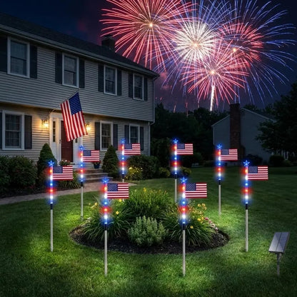 🔥Last Day 49% OFF - 🔥8 Solar American Flag Pathway Lights