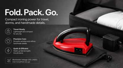 The Mighty Mini Foldable Iron ✈️🎨 | Portable Travel & Crafting Iron (Dual Voltage)