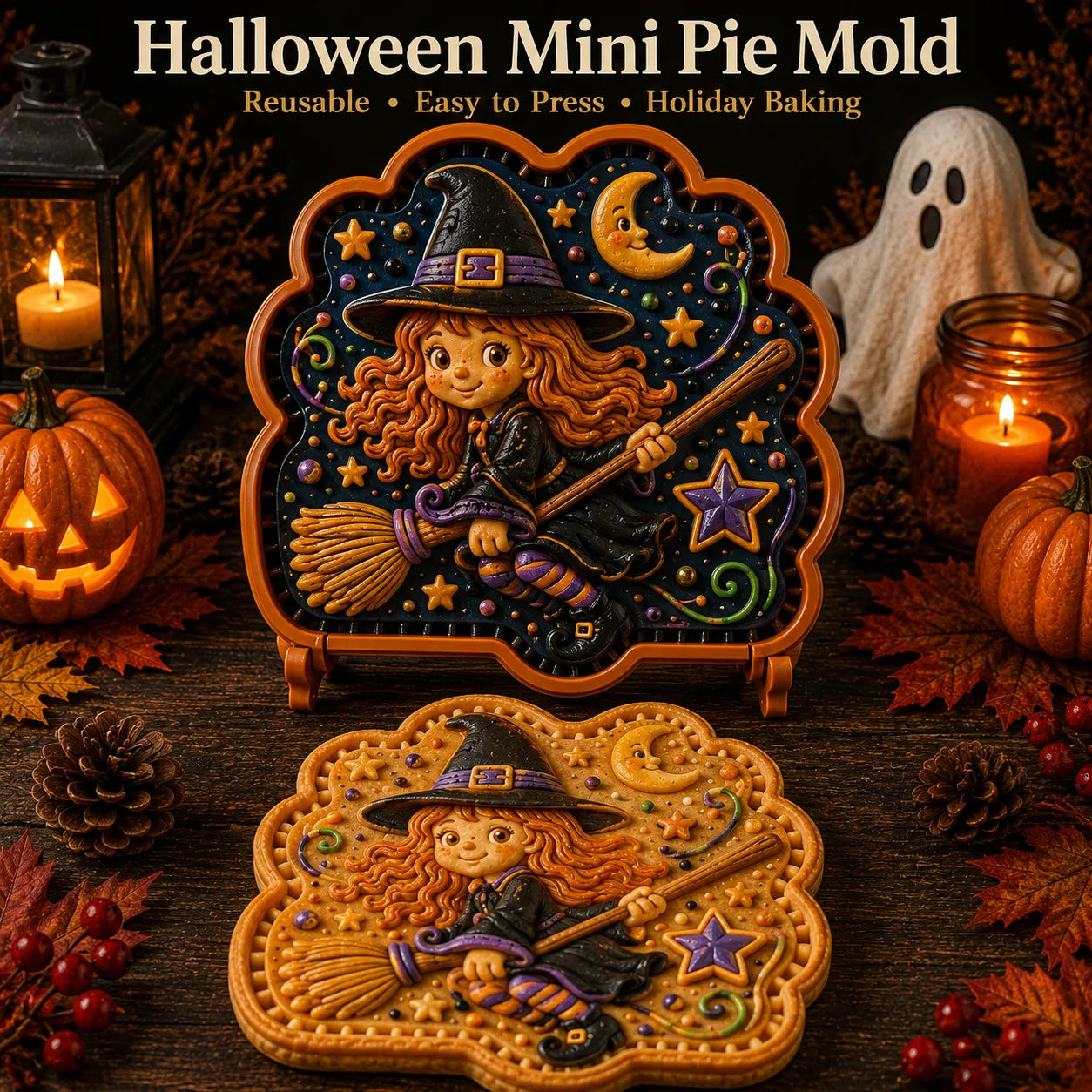 🎃 Halloween Mini Pie Mold Collection | Reusable Embossed Molds for Shaping Detailed Pumpkin, Ghost, Reindeer, Tree & Holiday Pies 🥧✨