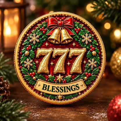 🎄✨ Lucky 777 Christmas Blessing Coin — Holiday Collectible Keepsake 🎁
