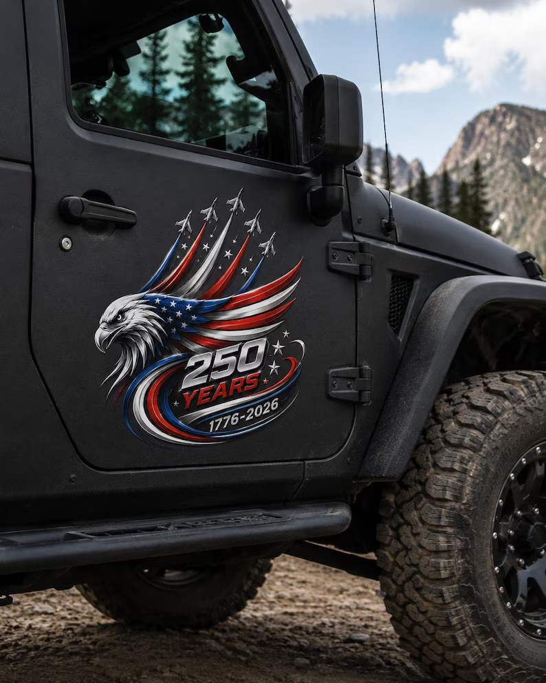 🏆🦅 250th Anniversary of the Founding of the United States commemorative sticker 1776-2026 Patriotic Eagle car decal waterproof vinyl car🚙 and truck decorative sticker🔥