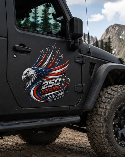 🏆🦅 250th Anniversary of the Founding of the United States commemorative sticker 1776-2026 Patriotic Eagle car decal waterproof vinyl car🚙 and truck decorative sticker🔥
