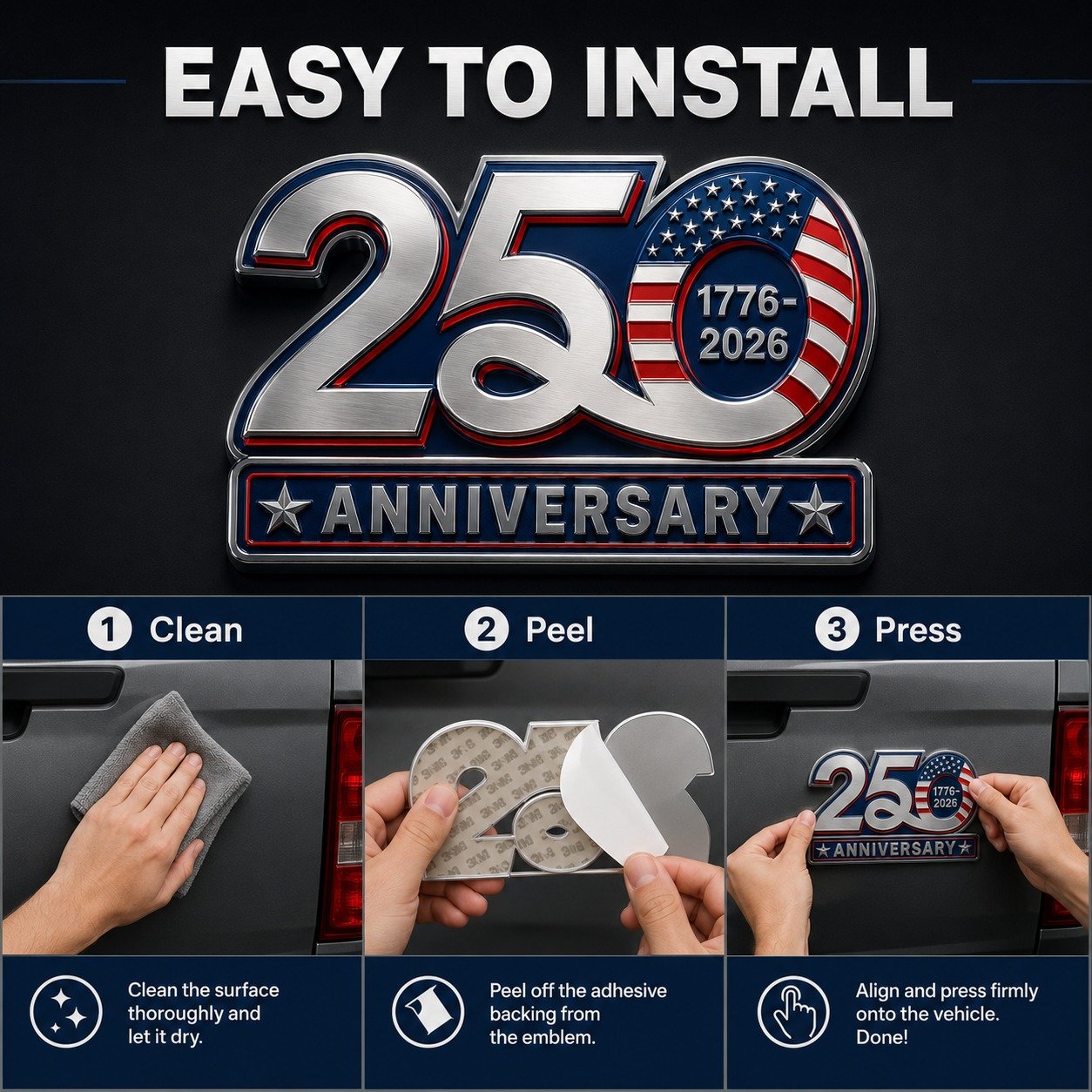 🎉Celebrate 250th Anniversary with a Patriotic Car Emblem