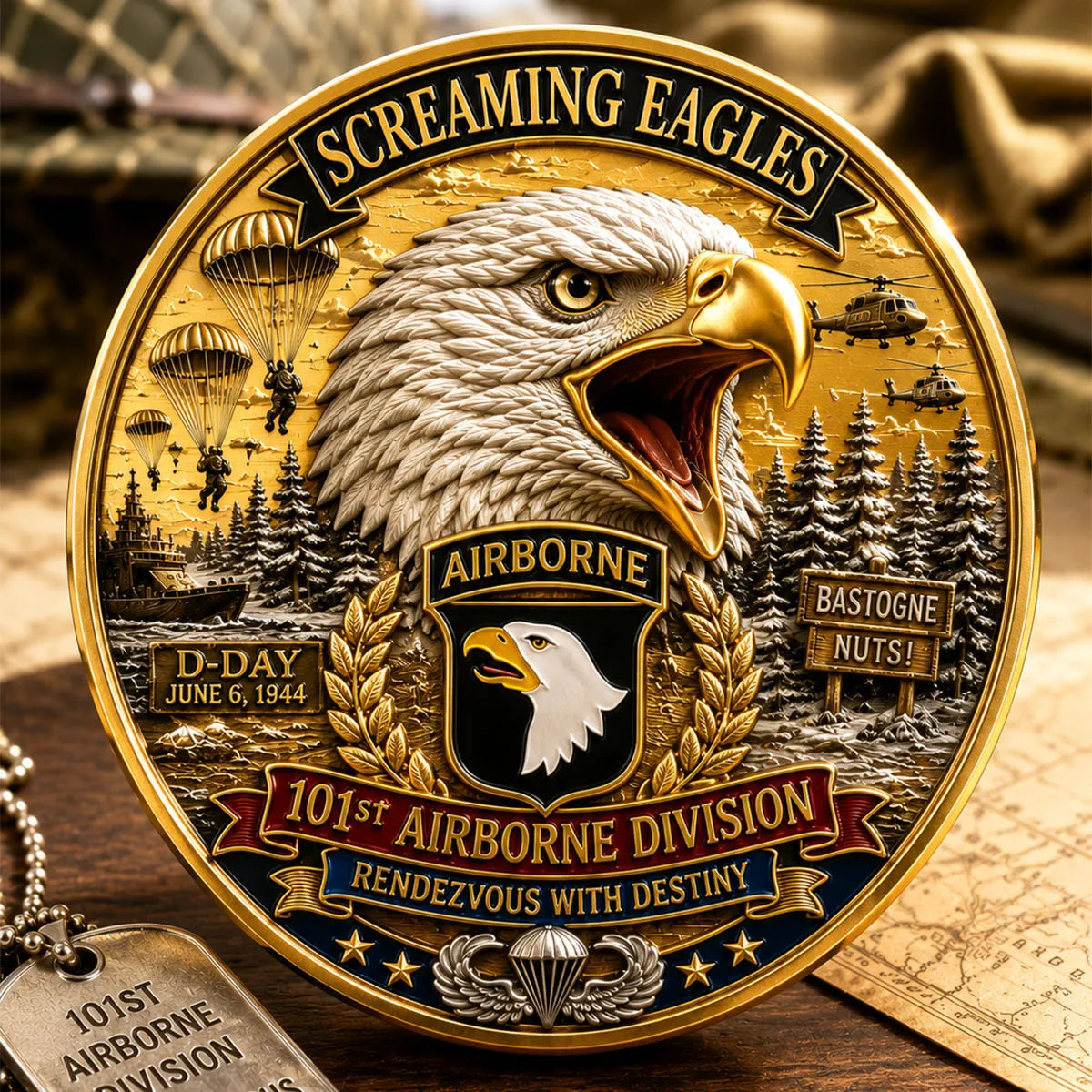101st Airborne Division Commemorative Metal Medal