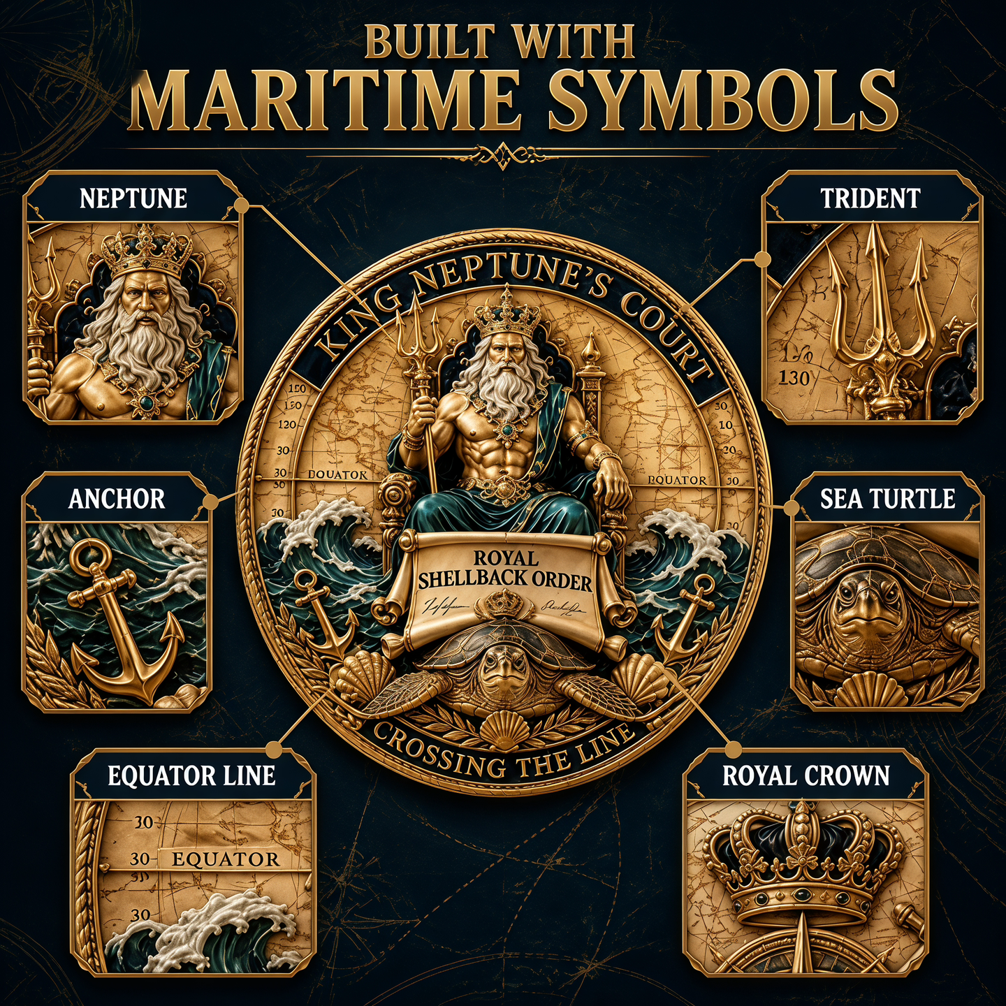 👑King Neptune’s Court – Crossing the Equator Commemorative Metal Medal