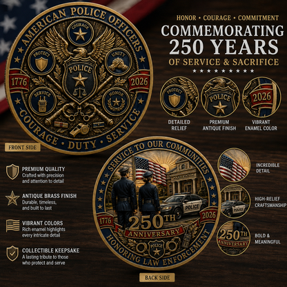 🇺🇸 The Ultimate "Thank You" – 250th Anniversary American Police Officer Commemorative Coin (1776-2026) 🦅