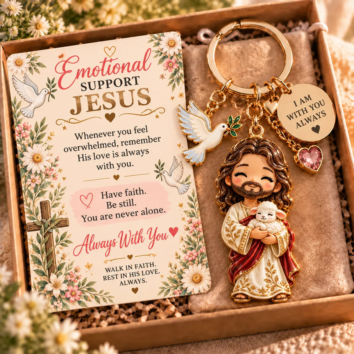 ⏳ Last Day 50% OFF – ✝️ Always With You Jesus Comfort Doll | Soft Crochet Companion with Scripture Message Card 🤍