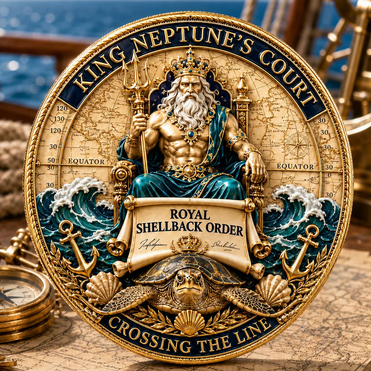 👑King Neptune’s Court – Crossing the Equator Commemorative Metal Medal
