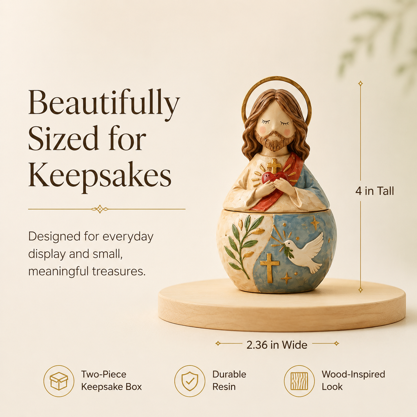 🌟 Divine Grace Collection: Hand-Painted Sacred Heart Jesus & Blessed Mary Keepsake Box