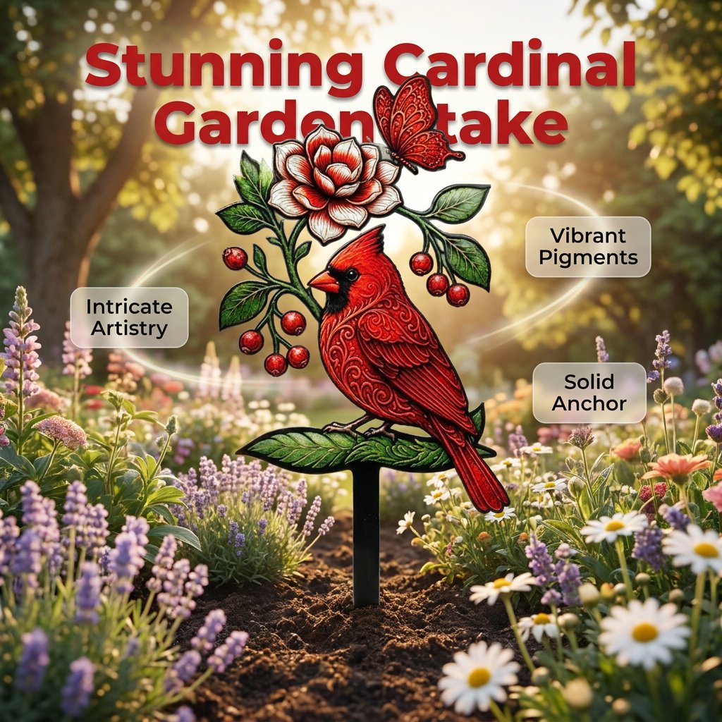 🐦Cardinal Art Garden Stake💥
