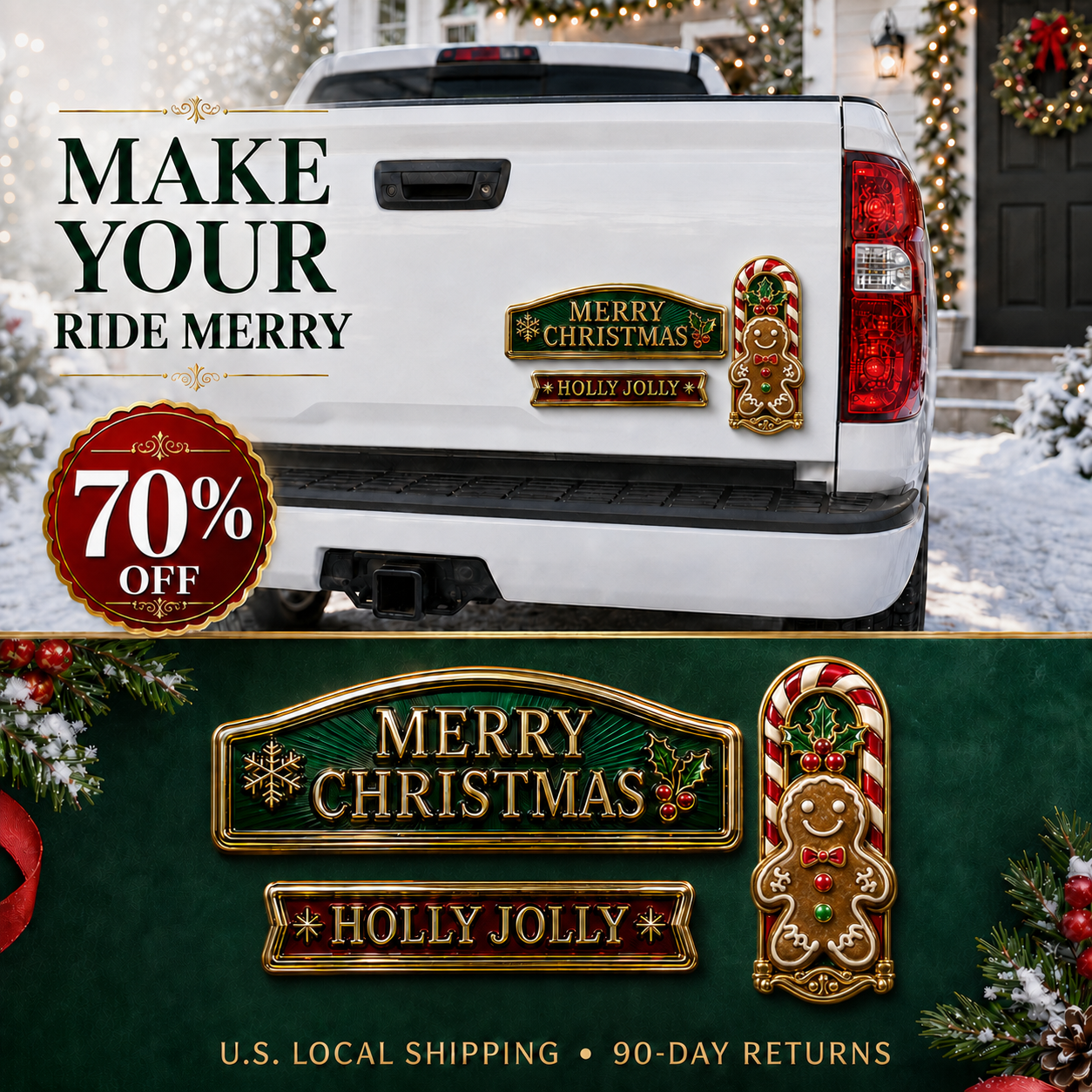 ⚡50K+ SOLD!🔥 3-Piece Christmas Car Emblem Metal Badge Set – Multiple Festive Character Styles Available