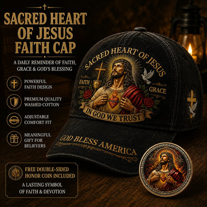 ✝️Sacred Heart Of Jesus Faith Cap🎁 Free Double-Sided Honor Coin With Every Cap Purchase