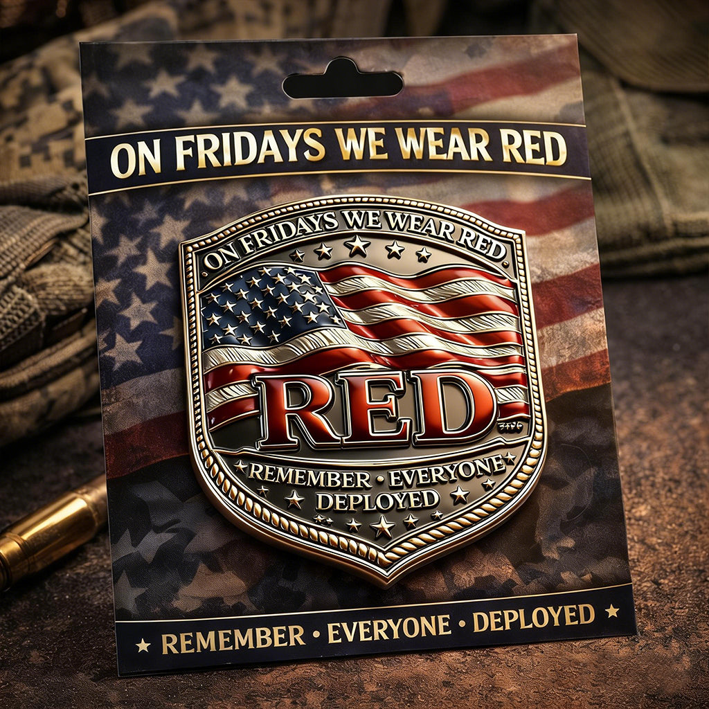 ON FRIDAYS WE WEAR RED Patriotic Eagle Flag Brooch