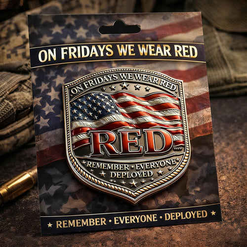 ON FRIDAYS WE WEAR RED Patriotic Eagle Flag Brooch