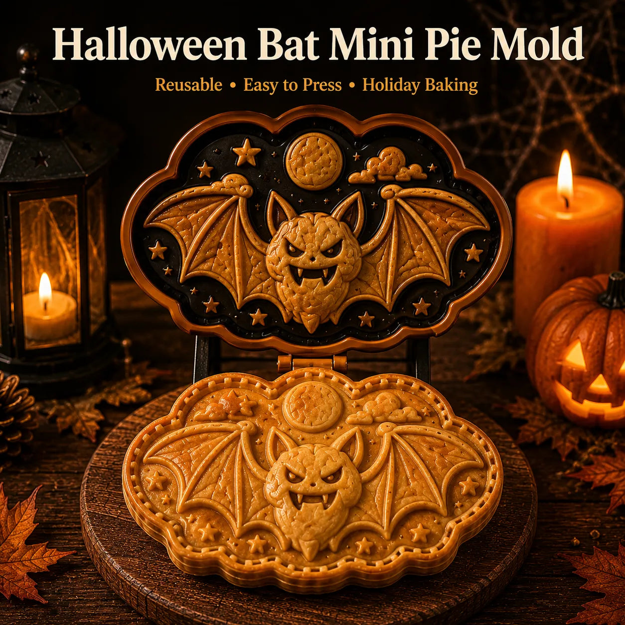 🎃 Halloween Mini Pie Mold Collection | Reusable Embossed Molds for Shaping Detailed Pumpkin, Ghost, Reindeer, Tree & Holiday Pies 🥧✨