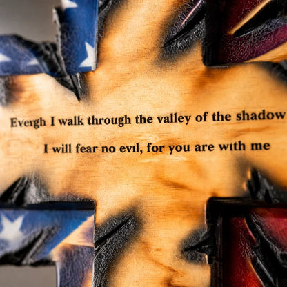 🌟🎉Patriotic American Tattered Flag Cross Wall Decor
