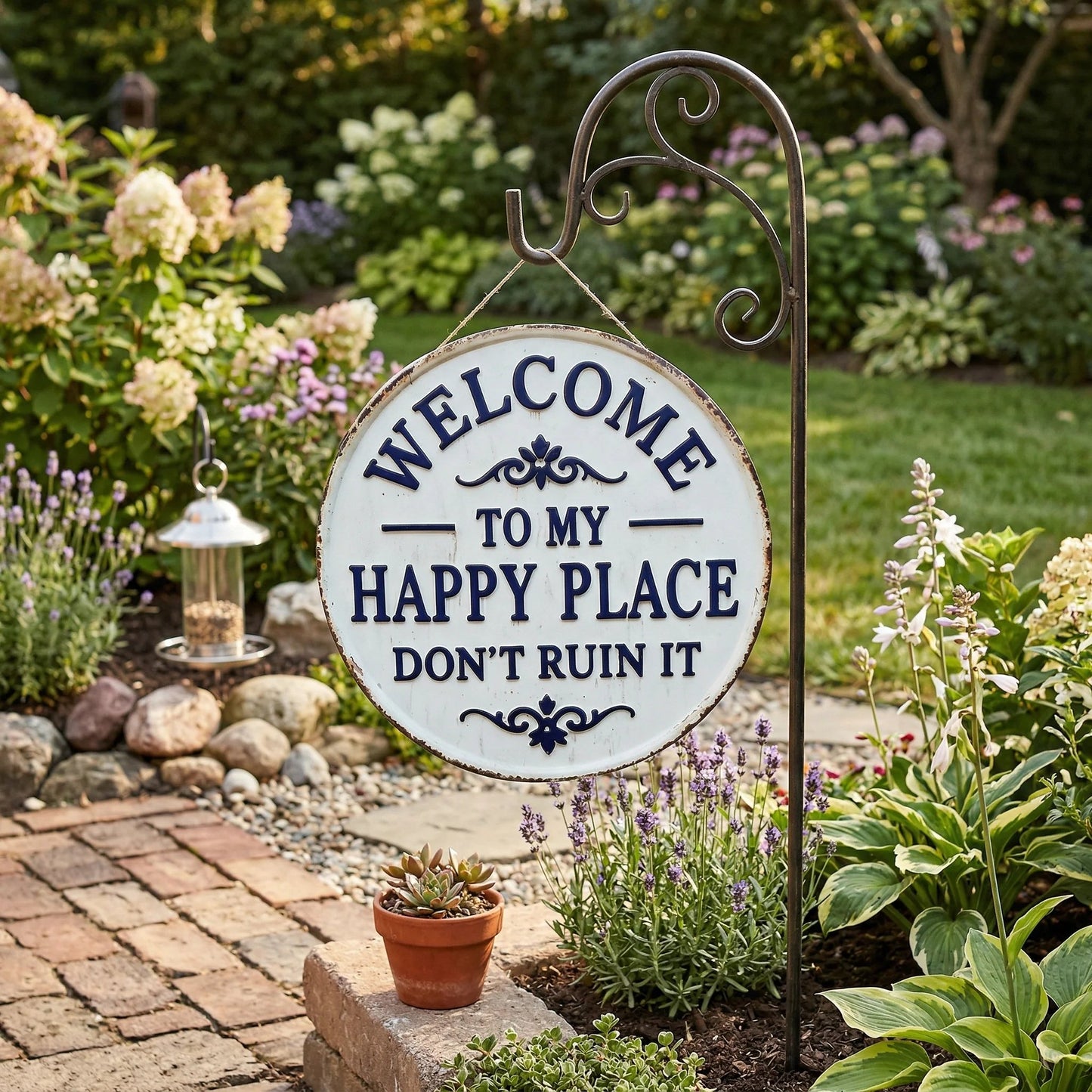 "Welcome to My Happy Place Don't Ruin It'' Garden Wall Decor