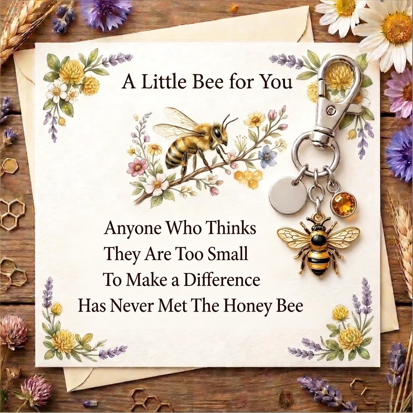 “A Little Bee for You” Inspirational Bee Keychain Gift Set