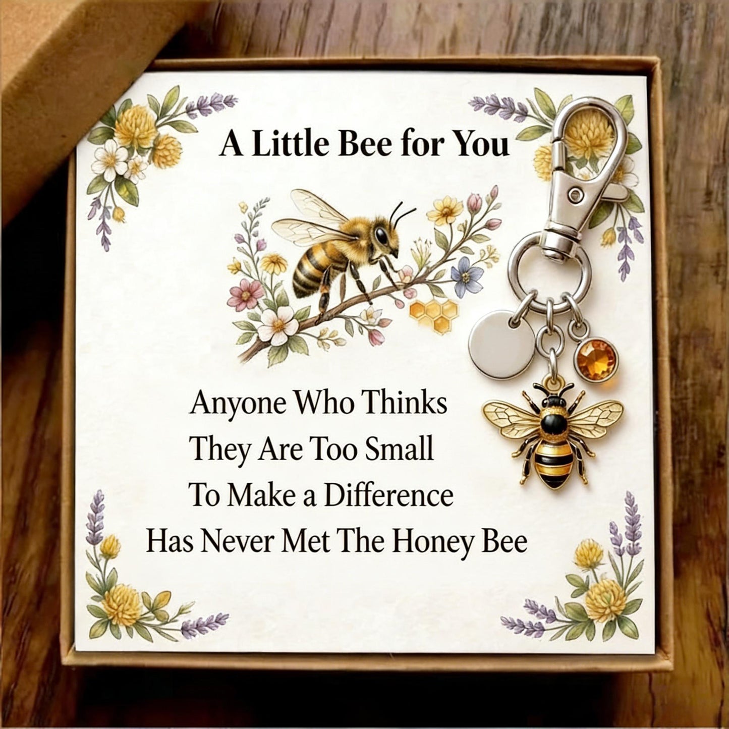 “A Little Bee for You” Inspirational Bee Keychain Gift Set