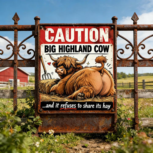 Funny Cow Warning Metal Signs