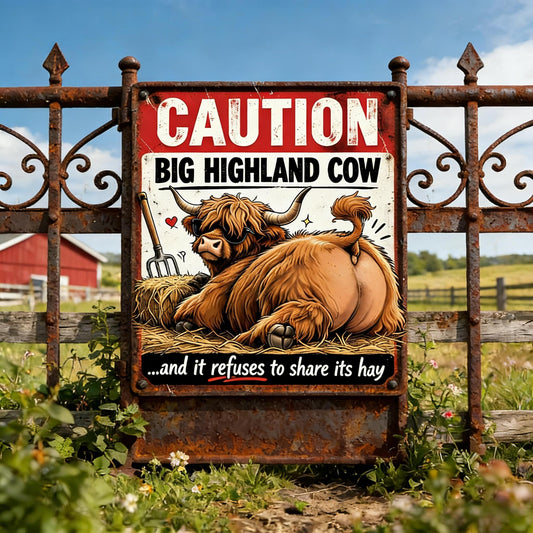 Funny Cow Warning Metal Signs