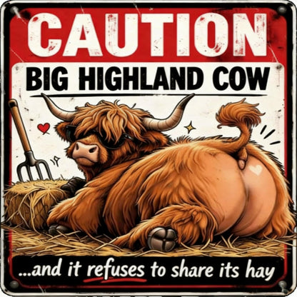 Funny Cow Warning Metal Signs