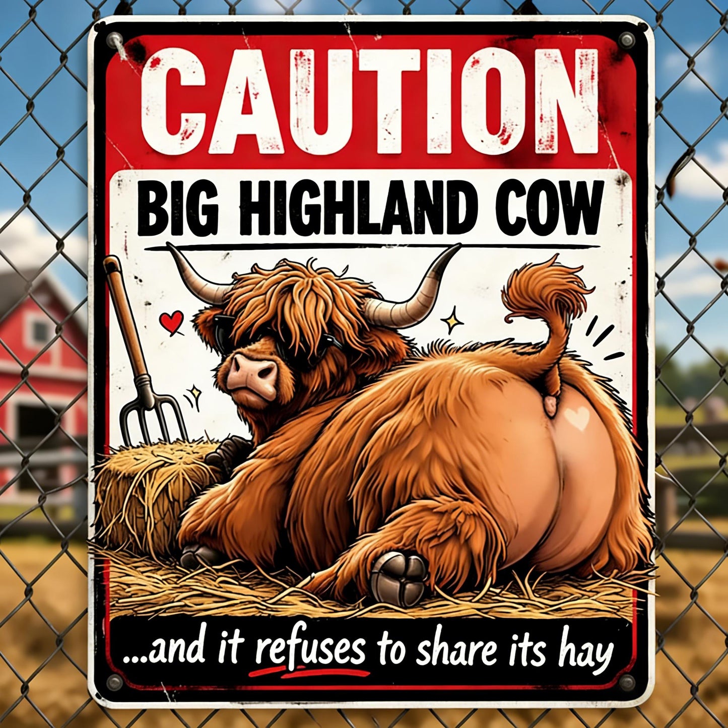 Funny Cow Warning Metal Signs