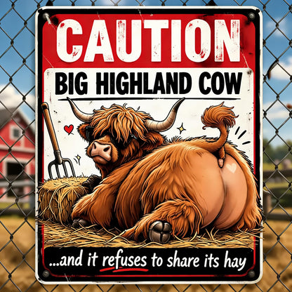 Funny Cow Warning Metal Signs