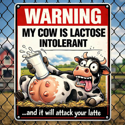 Funny Cow Warning Metal Signs