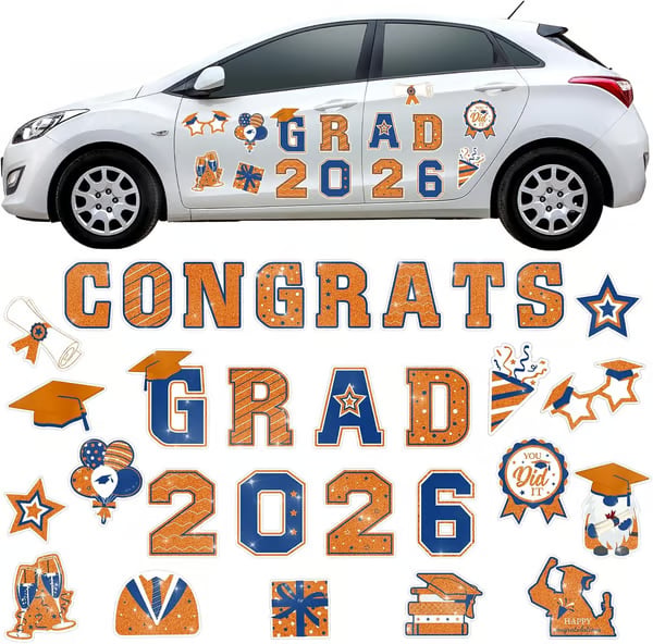 🎓 2026 Grad Car Magnets 🧲 – 30-Piece Set for Celebration Decor (Cars, Fridges & More)