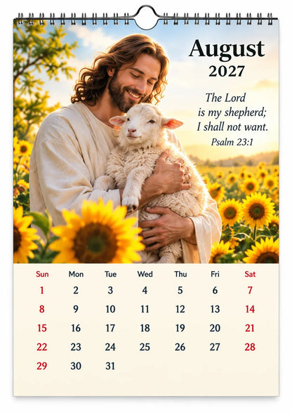 ✝️ 2027 Seasons of Faith Wall Calendar | 12 Months of Christian-Inspired Artwork, Peaceful Countryside Scenes & Shepherd Imagery for Home, Prayer Spaces & Meaningful Gifts 🌿