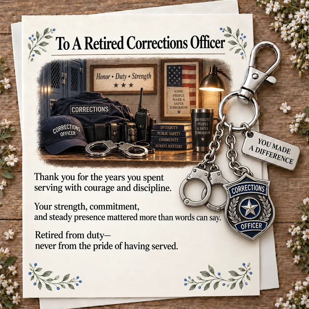 ✨ The "You Make a Difference" Retirement Appreciation Gift Set – Keychain & Greeting Card ✨