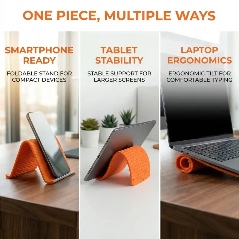 Flexible Silicone Aluminum Phone Stand, Bendable Rollable Foldable Design