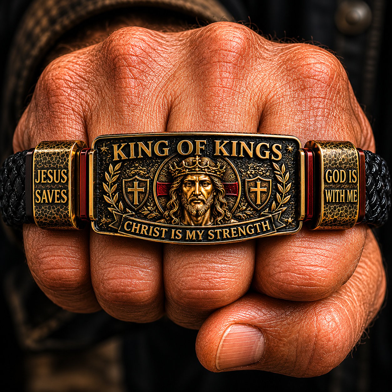 🔥LAST DAY 50% OFF - ✝️CHRIST IS MY STRENGTH: Father’s Day Faith Bracelet, Daily Spiritual Reminder for Christian Dads