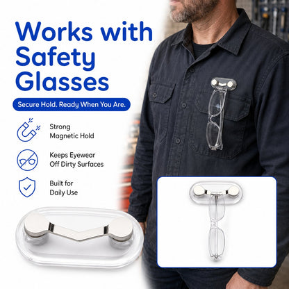 🧲 Magnetic Eyeglass Holder Clip, Universal Glasses Hanger for Readers, Blue Light Glasses & Sunglasses, No More Lost Eyewear