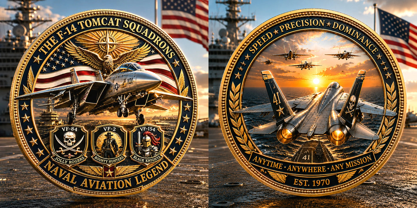 F-14 Tomcat Naval Aviation Premium Fighter Squadron Heritage Collectible Metal Medal