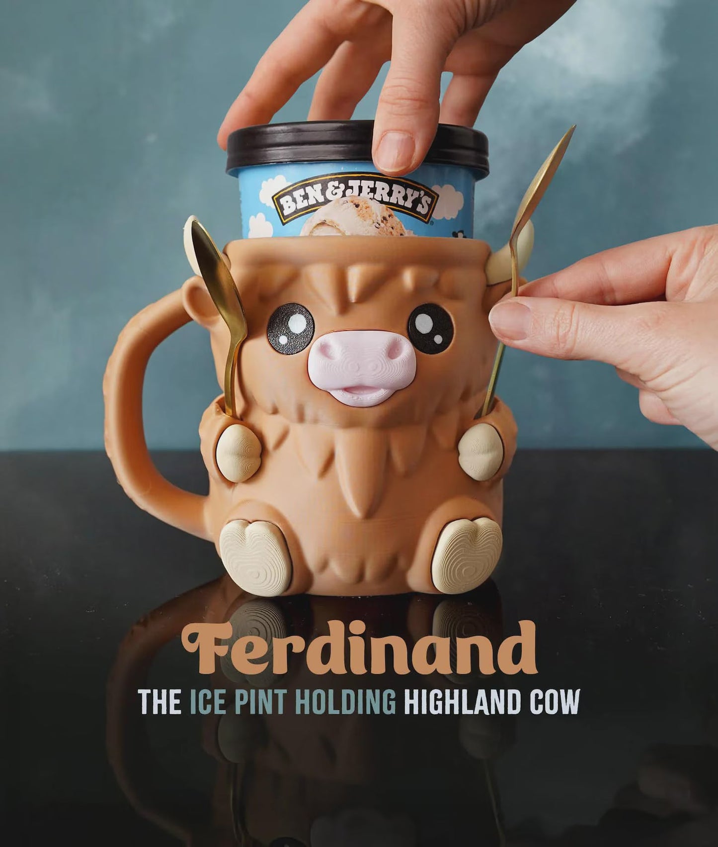 (🎁Last Day 60% OFF)🐮Ferdinand, the Highland Cow Ice Cream Pint Holder🍨🍦🍧