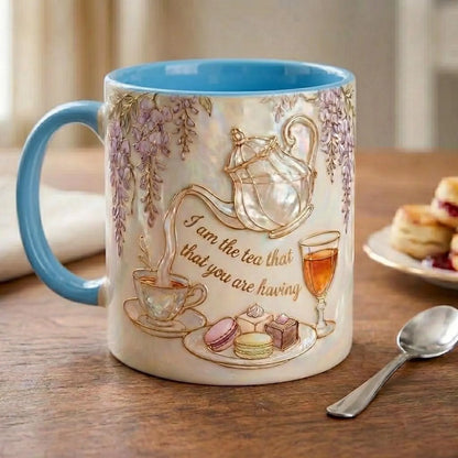 I Am The Tea That You Are Having Faux 3D Mug – Bookish Tea Lover Accent Mug